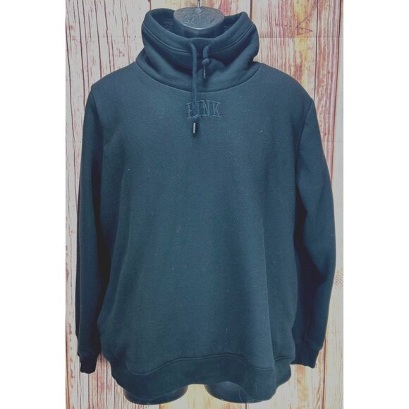 Victoria's Secret PINK Womens Black Pullover Rolling Neck Sweatshirt Medium - Picture 1 of 5
